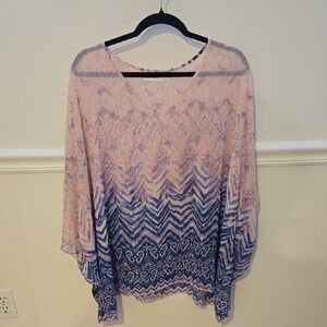 Belle by Kim Gravel Pink and Blue Blouse